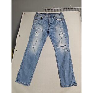 American Eagle Airflex Jeans Mens 34x32 Blue Denim Cotton Distressed